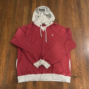 LRG Men’s Red and Burgundy Lightweight Pullover with Hood and Pockets - XL
